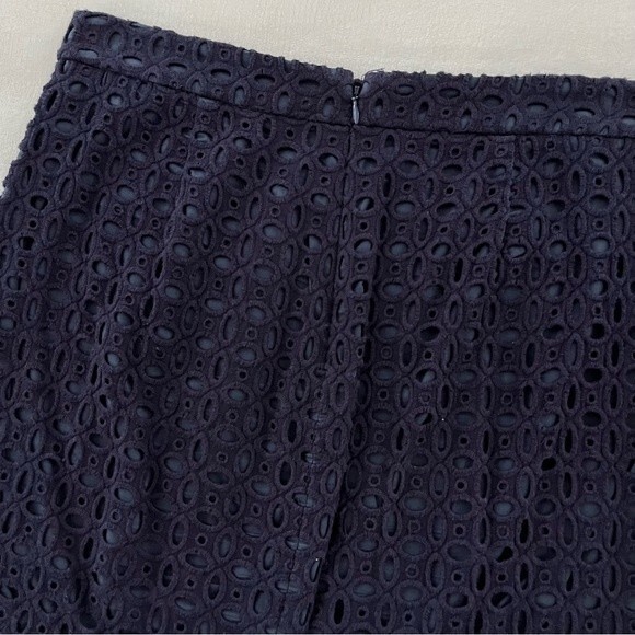 J. Crew Navy Blue Eyelet Mini Skirt, Size 2 - Picture 9 of 12